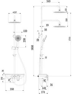 Душевая система со смесителем для ванны Lemark Tropic чёрный матовый LM7012BL Душевая система со смесителем для ванны Lemark Tropic чёрный матовый LM7012BL, 2
