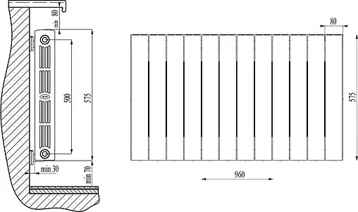 Радиатор биметаллический 12 секций Rifar SUPReMO 500 RS50012