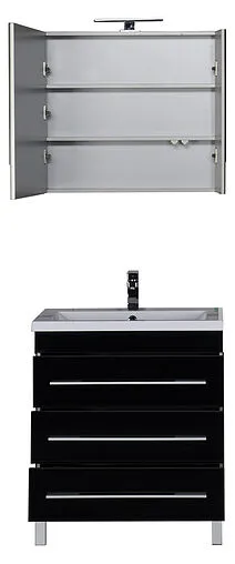 Шкаф-зеркало Aquanet Верона 75 L чёрный 00175385