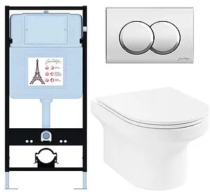 Комплект 6 в 1 Jacob Delafon Elite E21743RU-CP с кнопкой E36496-CP хром глянцевый, 1