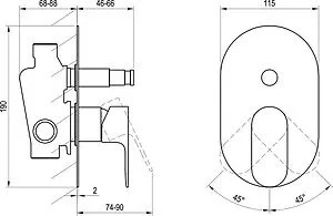 Смеситель для душа скрытого монтажа Ravak Eleganta чёрный матовый X070298 Смеситель для душа скрытого монтажа Ravak Eleganta чёрный матовый X070298, 2