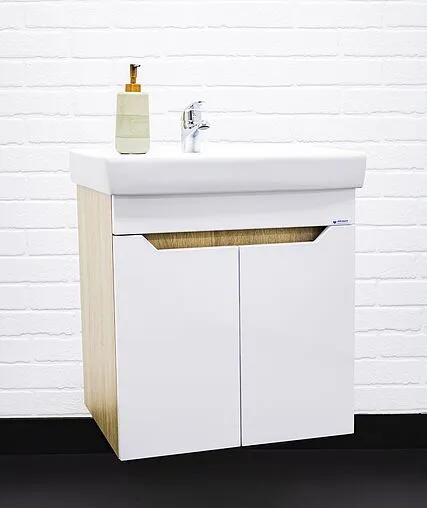 Тумба под умывальник подвесная Айсберг Мечта 50 белый/дуб сонома DM2315T