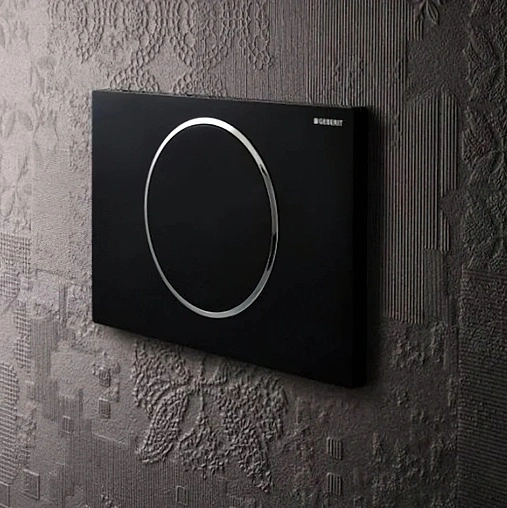 Клавиша смыва для унитаза Geberit Sigma 10 115.758.14.5 кнопка/черный матовый, кольцо/хром глянцевый