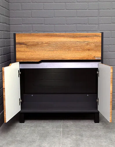 Тумба под умывальник напольный Домино Karat 80 дуб вотан/антрацит DK3211T