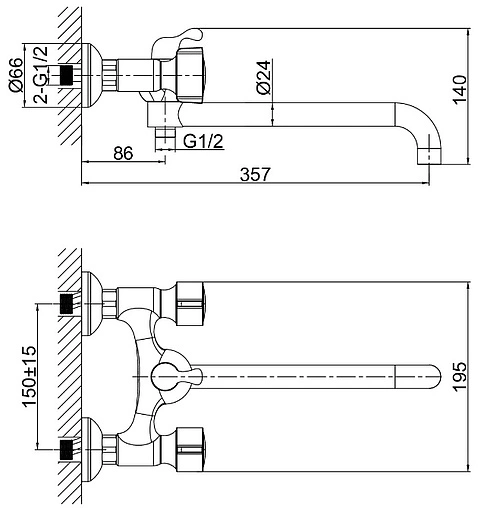 Смеситель для ванны с длинным изливом D&amp;K Hessen Torhall хром DA1413341