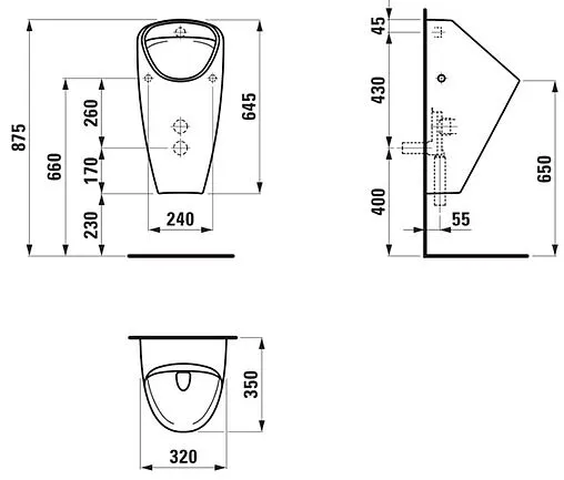 Писсуар со скрытым подводом воды Laufen Caprino Plus белый 8.4106.1.000.000.1
