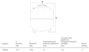 Расширительный бак Aquasystem VRV 80л 8 бар 2501121 Расширительный бак Aquasystem VRV 80л 8 бар 2501121, 2