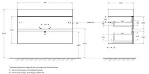 Тумба-умывальник подвесная Cezares Molveno 46 100 Ossido MOLVENO 46-100-2C-SO-OSS+, 2
