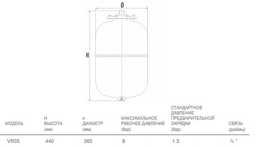Расширительный бак Aquasystem VR 35л 8 бар 2501104
