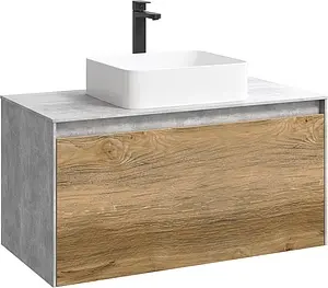 Тумба под умывальник подвесная Aqwella Mobi 100 бетон светлый MOB0110BS Тумба под умывальник подвесная Aqwella Mobi 100 бетон светлый MOB0110BS, 4