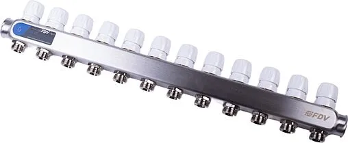 Группа коллекторная с расходомерами 12 отводов 1&quot;в/в x ¾&quot;ек FDV S1101A-1/12