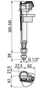 Заливной клапан для бачка ½" пластик нижний AlcaPlast A17-½" Заливной клапан для бачка ½" пластик нижний AlcaPlast A17-½", 2