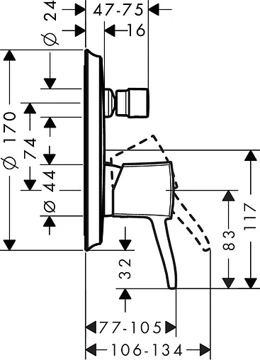 Смеситель для ванны скрытого монтажа Hansgrohe Metropol Classic хром 31345000