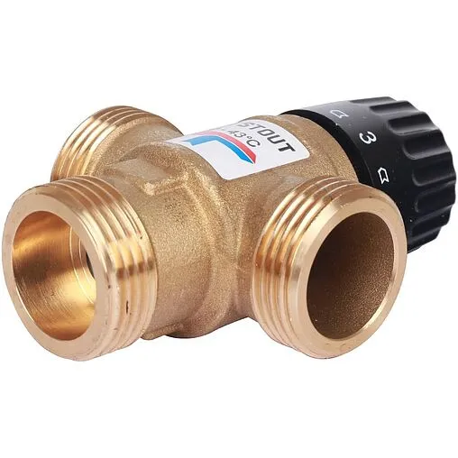 Трехходовой термостатический смесительный клапан 1&quot; +20...+43°С Kvs 2.5 Stout SVM-0120-254325