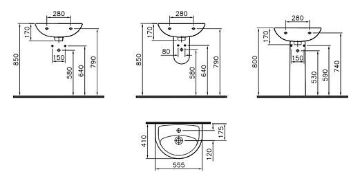 Раковина Norm Fit 55 белый 6894B099-1776