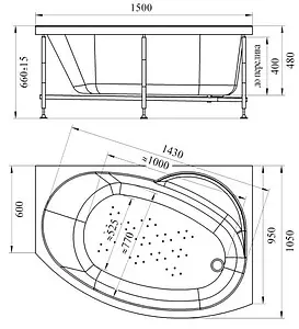 Ванна акриловая Radomir Монти 150х105 L 2-01-0-1-1-213 Ванна акриловая Radomir Монти 150х105 L 2-01-0-1-1-213, 2