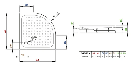 Поддон для душа Radaway Rodos A900 4P99155-03
