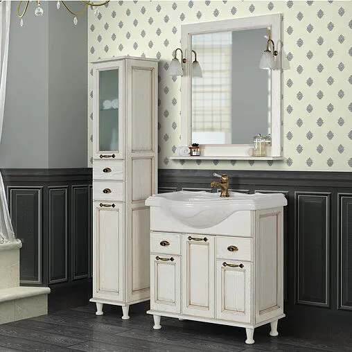 Шкаф-пенал напольный Aquaton Жерона 35 L белое золото 1A158903GEM4L