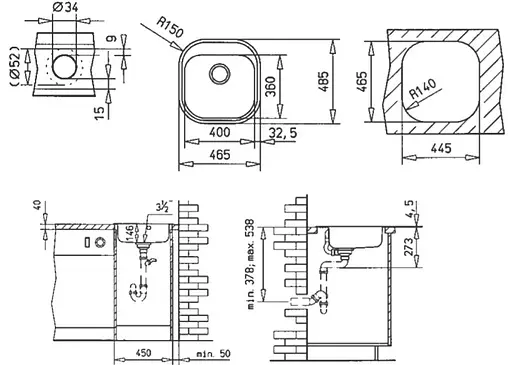 Мойка кухонная Teka Stylo 1B нержавеющая сталь полированная 10107007