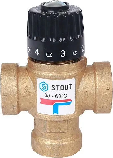Трехходовой термостатический смесительный клапан ¾&quot; +35...+60°С Kvs 1.6 Stout SVM-0110-166020