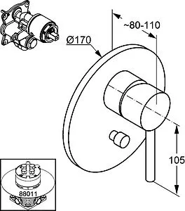Смеситель для ванны скрытого монтажа Kludi Bozz хром 386500576 Смеситель для ванны скрытого монтажа Kludi Bozz хром 386500576, 2