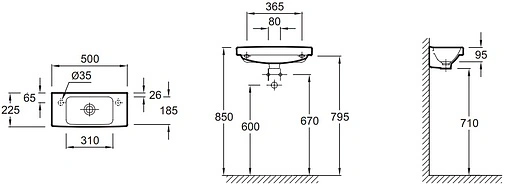 Раковина Jacob Delafon Odeon Up 50 белый E4701-00