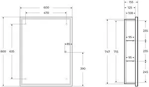 Шкаф-зеркало BelBagno 60 белый SPC-GRT-600/800-1A-LED-TCH Шкаф-зеркало BelBagno 60 белый SPC-GRT-600/800-1A-LED-TCH, 2