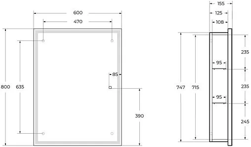 Шкаф-зеркало BelBagno 60 белый SPC-GRT-600/800-1A-LED-TCH