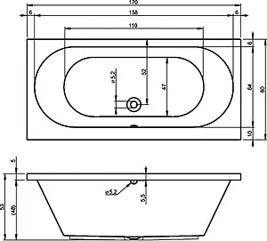 Ванна акриловая Riho CAROLINA 170x80 B055001005, 3