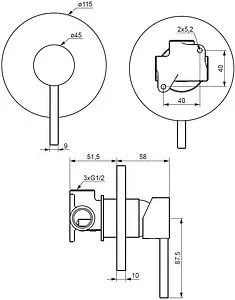 Смеситель для душа скрытого монтажа Damixa Scandinavian Pure хром 367500000, 2