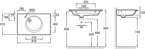 Раковина Jacob Delafon Odeon Rive Gauche 80 белый EXAW112-Z-00