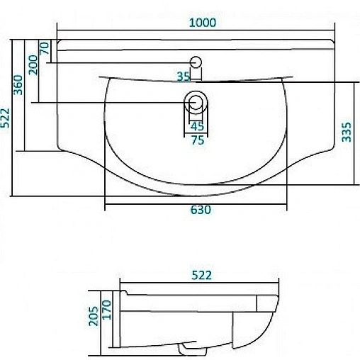 Раковина Aquanet Эльбрус 100 белый 00168866