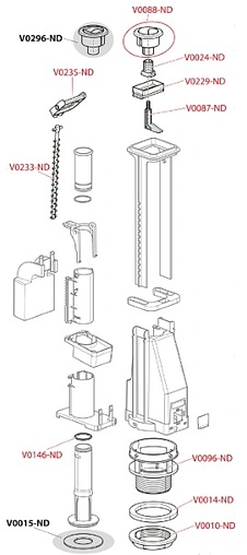 Механизм сливной для бачка двухрежимный AlcaPlast A08A