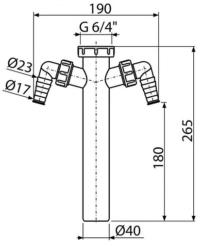 Вставка для сифона с адаптером для бытовой техники AlcaPlast A44M-DN40