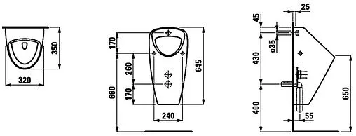 Писсуар со скрытым подводом воды Laufen Caprino Plus белый 8.4206.1.000.000.1