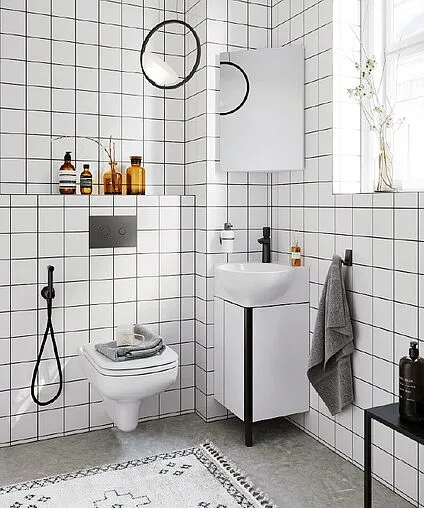 Тумба-умывальник напольная Aqwella Porto 45 белый/чёрный POR0104WB+4640021061435