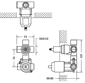Скрытая часть смесителя для 2 потребителей Bravat Built-in D982CP-B-ENG Скрытая часть смесителя для 2 потребителей Bravat Built-in D982CP-B-ENG, 2