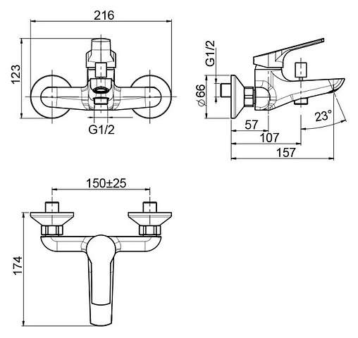Смеситель для ванны Fima Carlo Frattini Serie 4 хром F3764/1CR