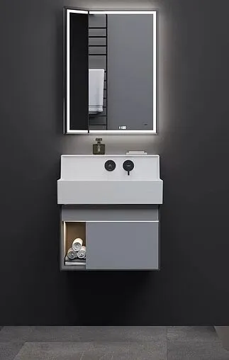 Тумба-умывальник подвесная Kerama Marazzi Logica M 65 серый LO.M.65\GRAY+LO.M.wb.65