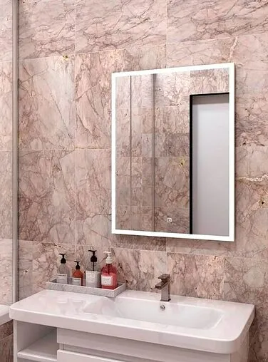 Зеркало с подсветкой Continent Frame White Led 70x120 белый ЗЛП1704