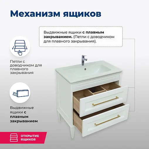 Тумба под умывальник Aquanet Бостон М 80 белый матовый 00243782