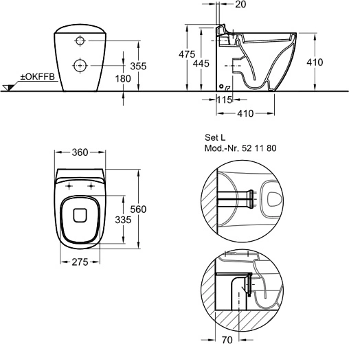 Унитаз приставной Keramag Citterio белый 213520000