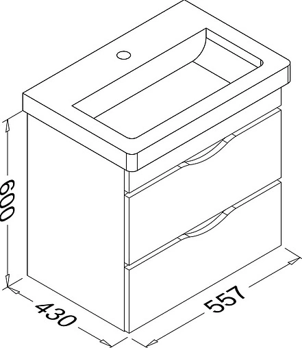 Тумба-умывальник подвесная ISVEA Neo 60 белый 21NGS311060E Тумба-умывальник подвесная ISVEA Neo 60 белый 21NGS311060E