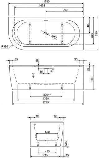 Ванна акриловая Cezares Slim Corner 180x80 R белый