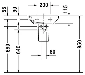 Раковина Duravit DuraStyle 45 белый 0708450000 Раковина Duravit DuraStyle 45 белый 0708450000, 3
