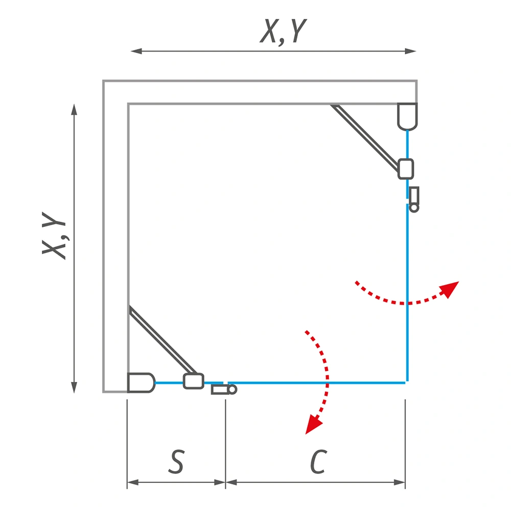 Душевое ограждение 1200x1200мм прозрачное стекло Roltechnik Hitech Line HBO1+HBO1/1200*1200 284-1200000-06-02+284-1200000-06-02