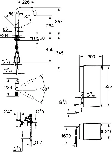 Смеситель для кухни со встроенным нагревом воды Grohe Red Duo хром матовый 30156DC0
