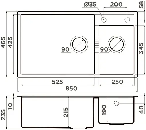 Мойка кухонная Omoikiri Tedori 85-2-U-PL платина 4993947