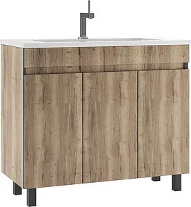 Тумба-умывальник напольная Домино Dolche 100 дуб галифакс табак DD5402T+4627173210447, 1