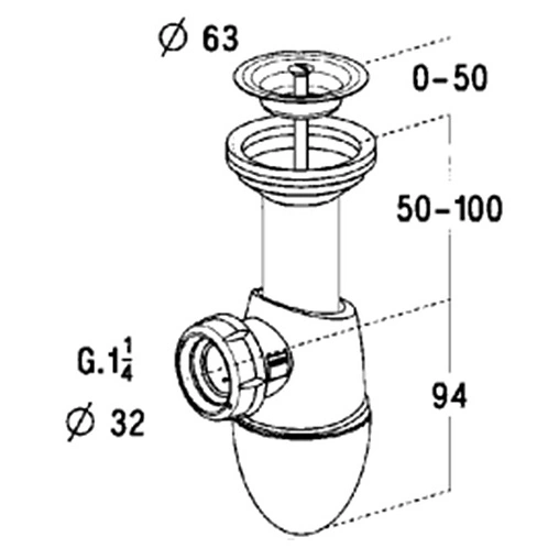 Сифон бутылочный для раковины Nicoll EASYPHON BM218 белый 0202121